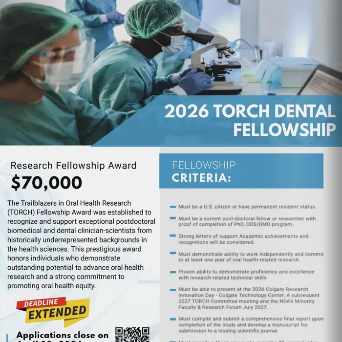 Trailblazers in Oral Health Research (TORCH) Fellowship Award – Applications are open!